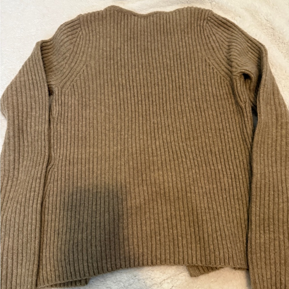 Abercrombie & Fitch Ribbed Button-Front Cardigan — Taupe Brown - Picture 2 of 3